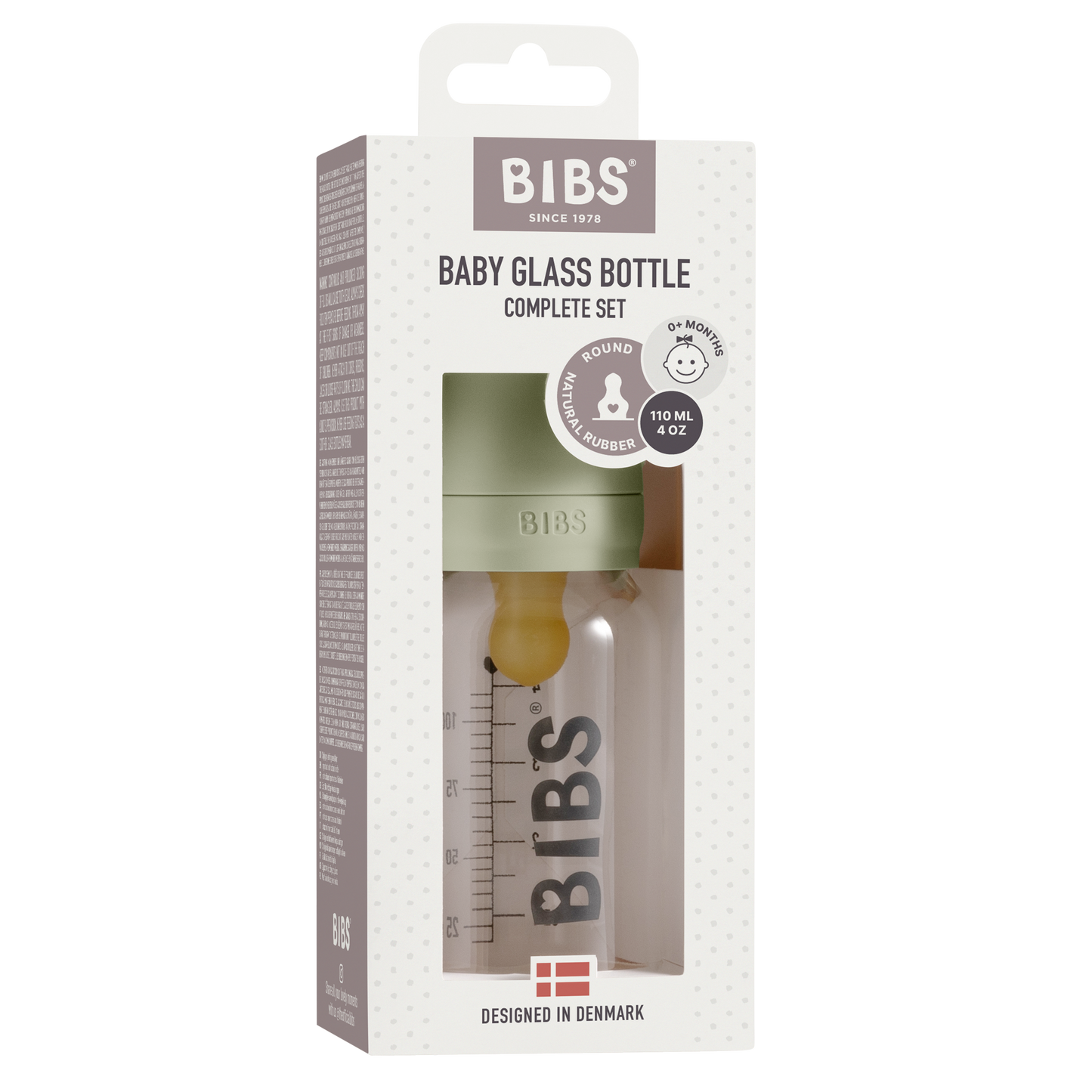 BIBS glas-sutteflaske Latex 110ml /Sage