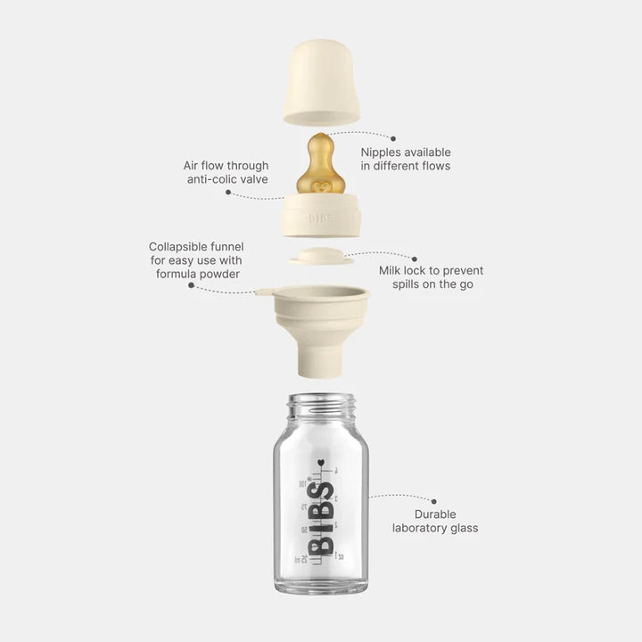 BIBS glas-sutteflaske Latex 110ml /Sage